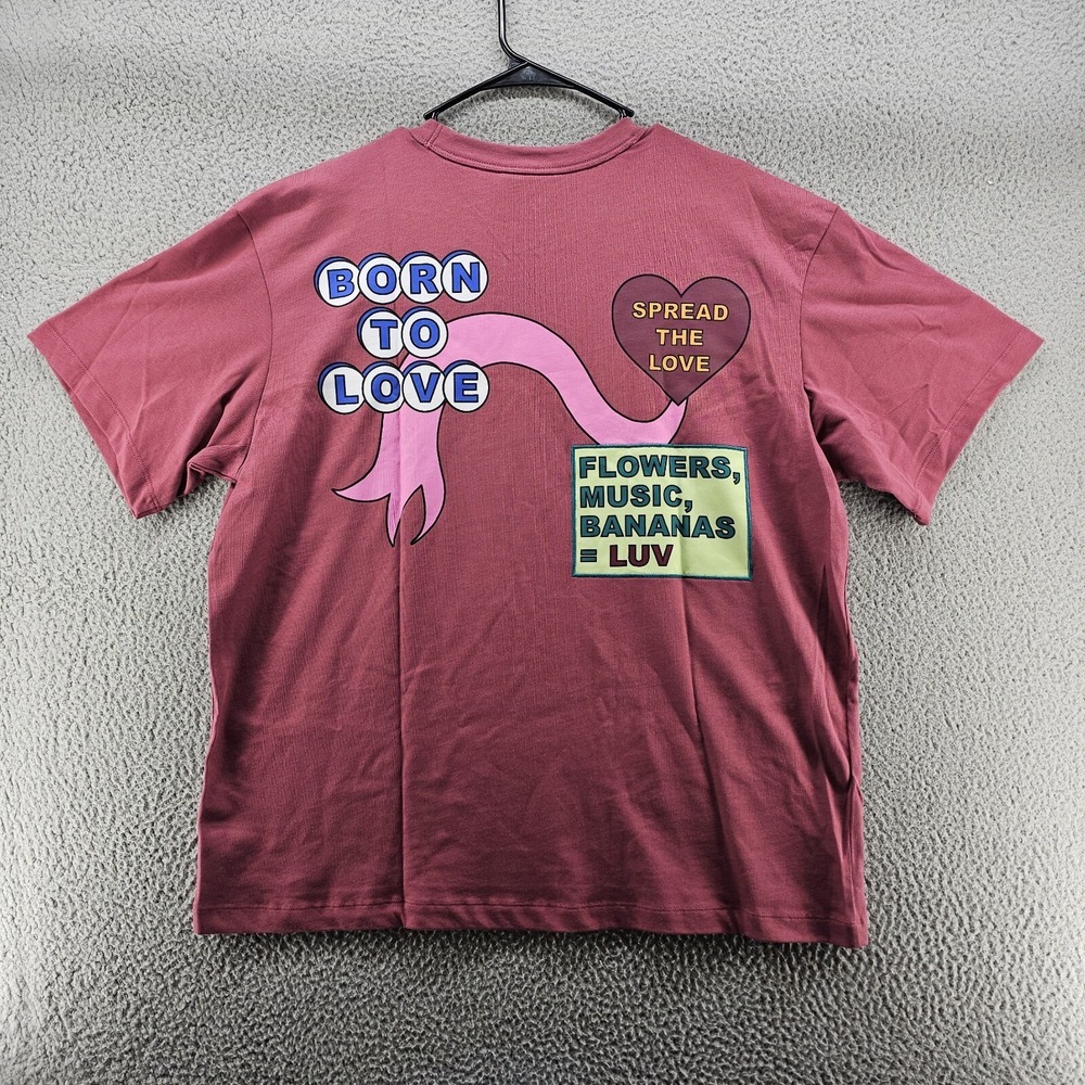 Scotch & Soda Shirt Mens XL Burgundy Relaxed Fit Born To Love Short Sleeve Crew